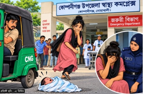 চলন্ত সিএনজি থেকে নবজাতককে ফেলে দেওয়ার অভিযোগ, তরুণী ও চালক আটক