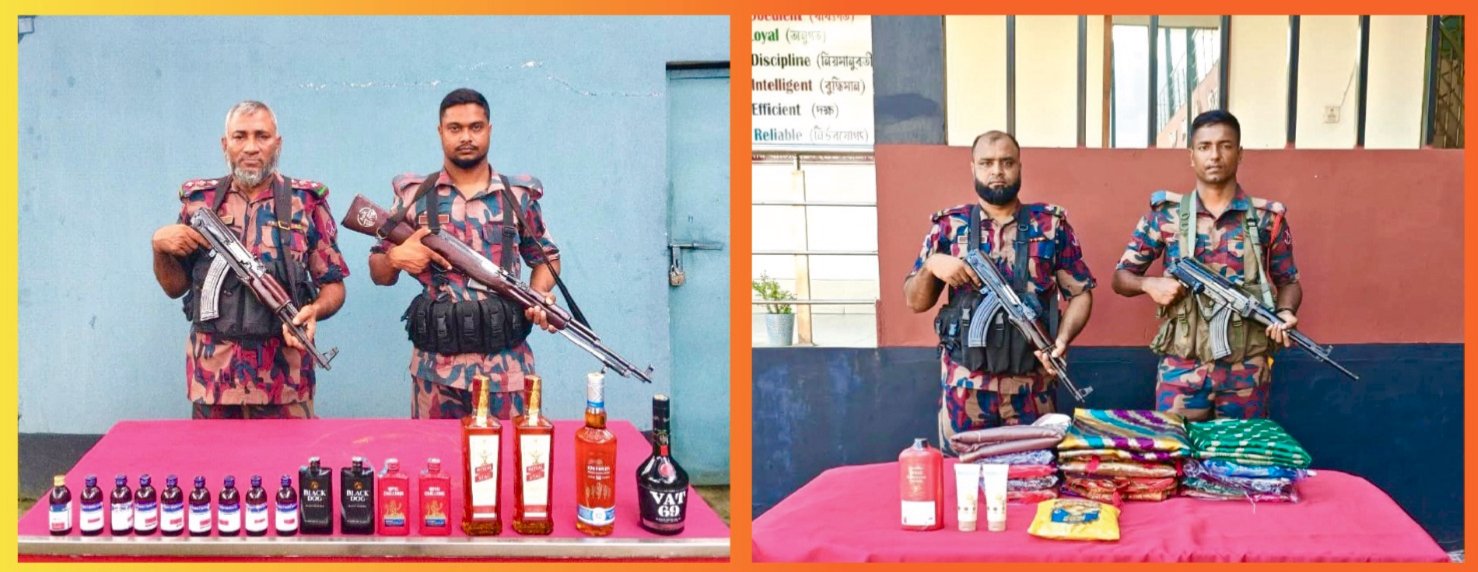 বেনাপোলের সীমান্ত এলাকায় বিজিবির অভিযানে মাদকদ্রব্য ও চোরাচালান পণ্য আটক 